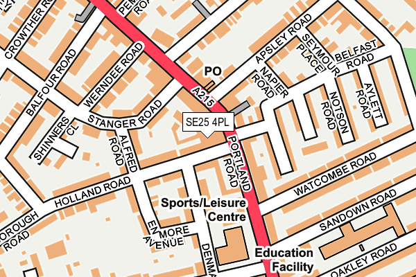 SE25 4PL map - OS OpenMap – Local (Ordnance Survey)