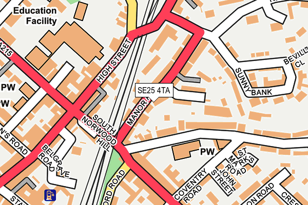SE25 4TA map - OS OpenMap – Local (Ordnance Survey)