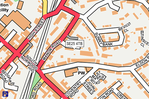 SE25 4TB map - OS OpenMap – Local (Ordnance Survey)