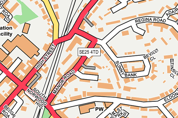 SE25 4TD map - OS OpenMap – Local (Ordnance Survey)