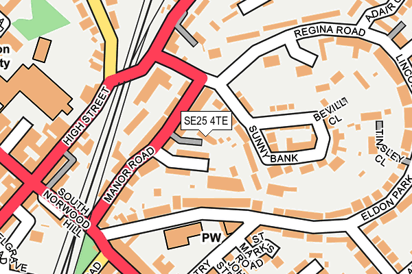 SE25 4TE map - OS OpenMap – Local (Ordnance Survey)