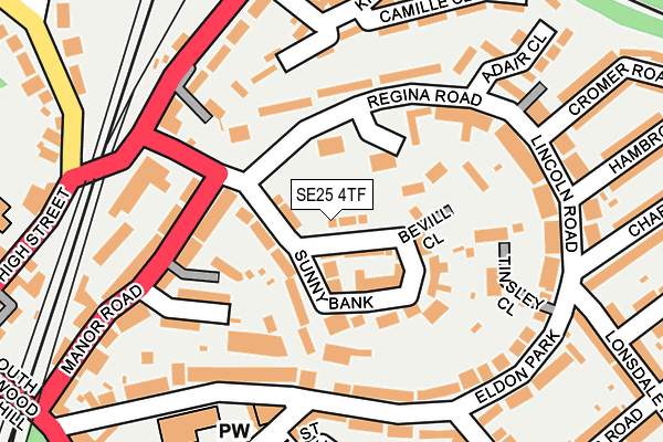 SE25 4TF map - OS OpenMap – Local (Ordnance Survey)
