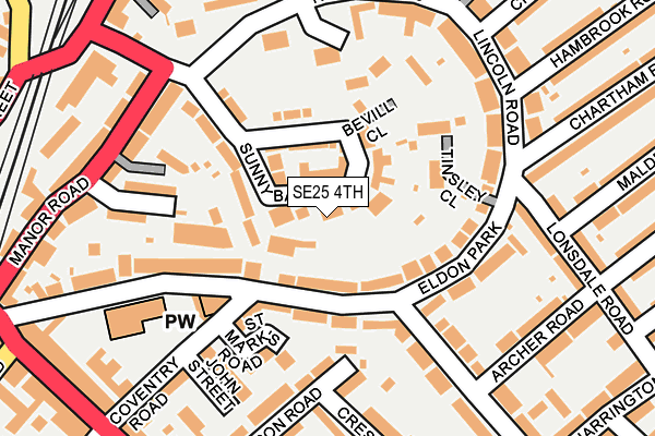 SE25 4TH map - OS OpenMap – Local (Ordnance Survey)
