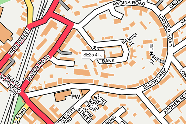 SE25 4TJ map - OS OpenMap – Local (Ordnance Survey)
