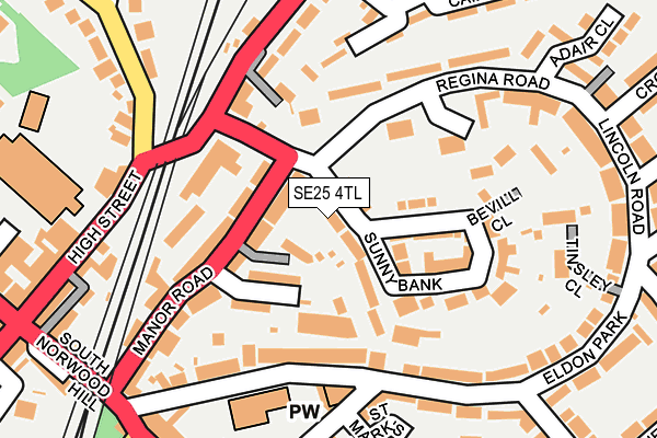 SE25 4TL map - OS OpenMap – Local (Ordnance Survey)