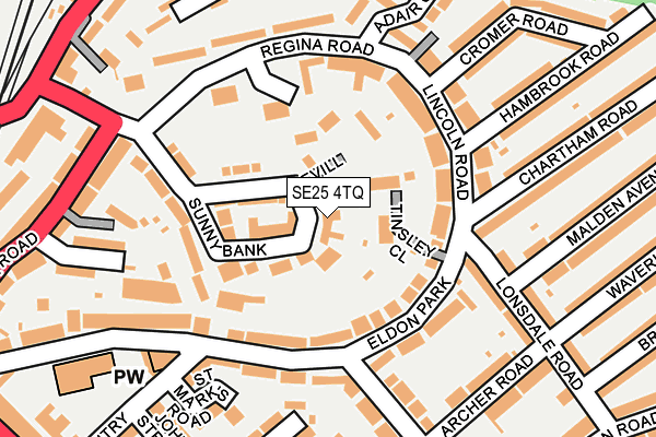 SE25 4TQ map - OS OpenMap – Local (Ordnance Survey)