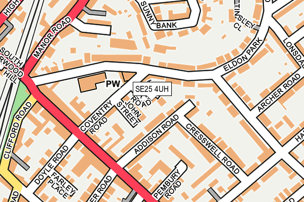 SE25 4UH map - OS OpenMap – Local (Ordnance Survey)