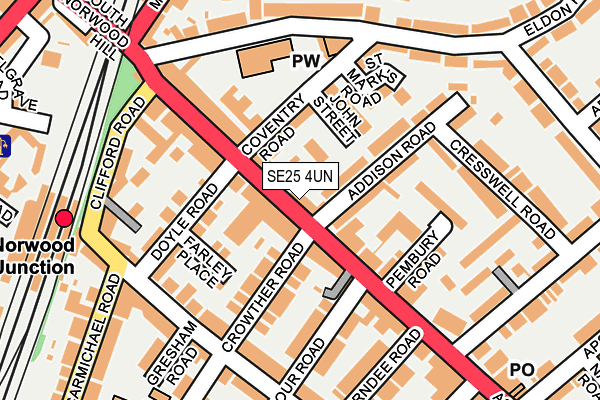 SE25 4UN map - OS OpenMap – Local (Ordnance Survey)