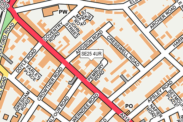 SE25 4UR map - OS OpenMap – Local (Ordnance Survey)