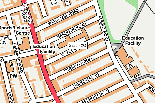 SE25 4XQ map - OS OpenMap – Local (Ordnance Survey)