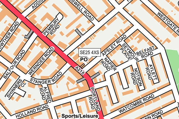 SE25 4XS map - OS OpenMap – Local (Ordnance Survey)