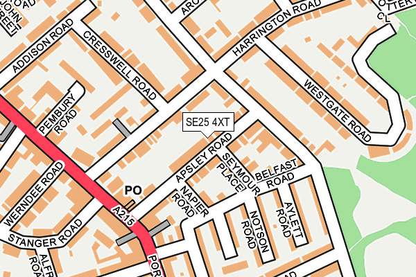 SE25 4XT map - OS OpenMap – Local (Ordnance Survey)