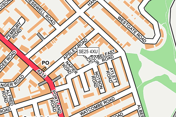 SE25 4XU map - OS OpenMap – Local (Ordnance Survey)