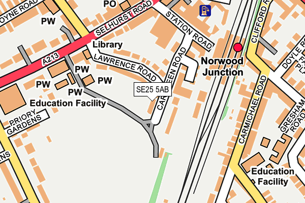 SE25 5AB map - OS OpenMap – Local (Ordnance Survey)