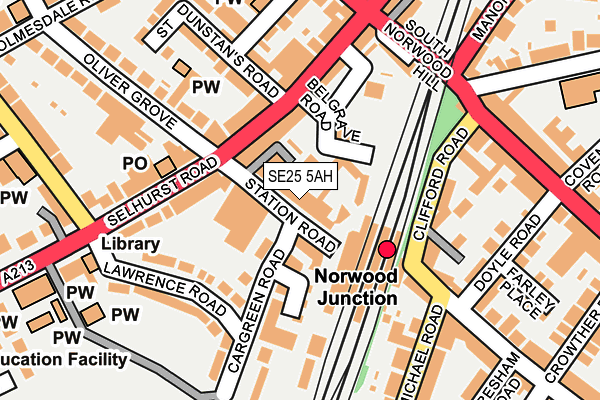 SE25 5AH map - OS OpenMap – Local (Ordnance Survey)