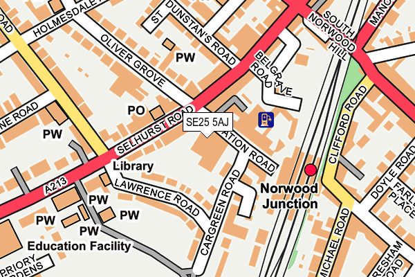 SE25 5AJ map - OS OpenMap – Local (Ordnance Survey)