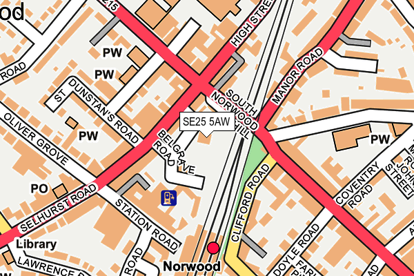 SE25 5AW map - OS OpenMap – Local (Ordnance Survey)