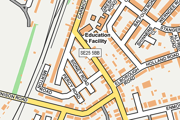 SE25 5BB map - OS OpenMap – Local (Ordnance Survey)