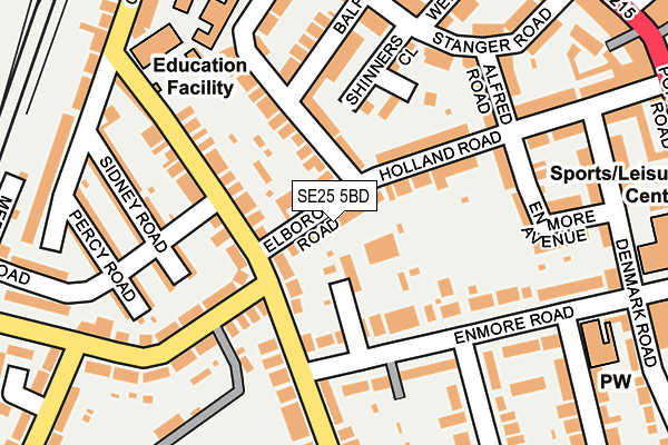 SE25 5BD map - OS OpenMap – Local (Ordnance Survey)