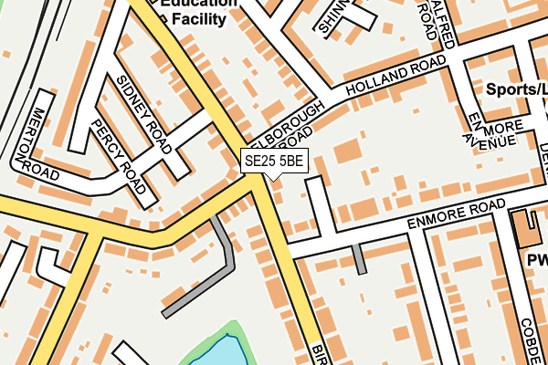 SE25 5BE map - OS OpenMap – Local (Ordnance Survey)
