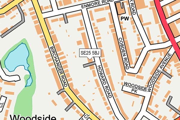 SE25 5BJ map - OS OpenMap – Local (Ordnance Survey)