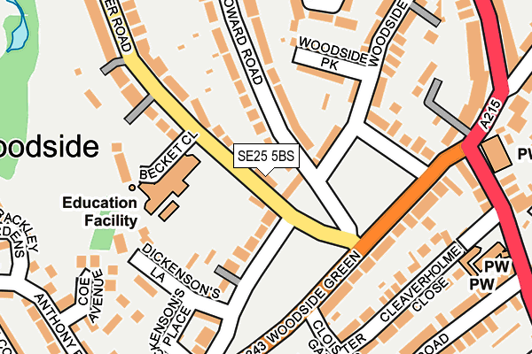 SE25 5BS map - OS OpenMap – Local (Ordnance Survey)