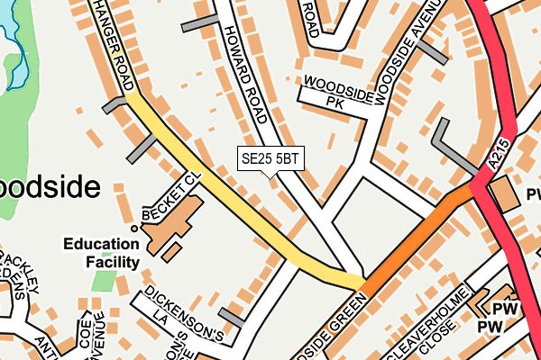 SE25 5BT map - OS OpenMap – Local (Ordnance Survey)