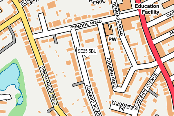 SE25 5BU map - OS OpenMap – Local (Ordnance Survey)