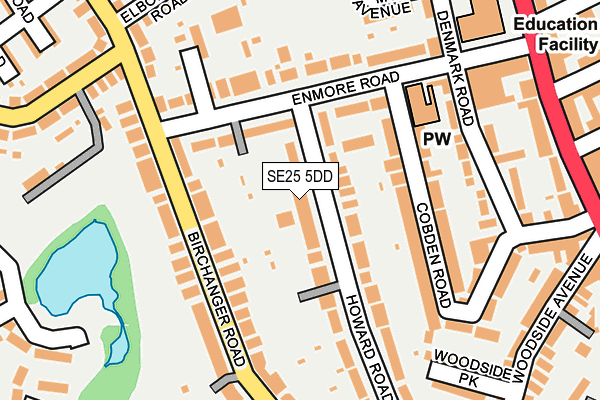 SE25 5DD map - OS OpenMap – Local (Ordnance Survey)