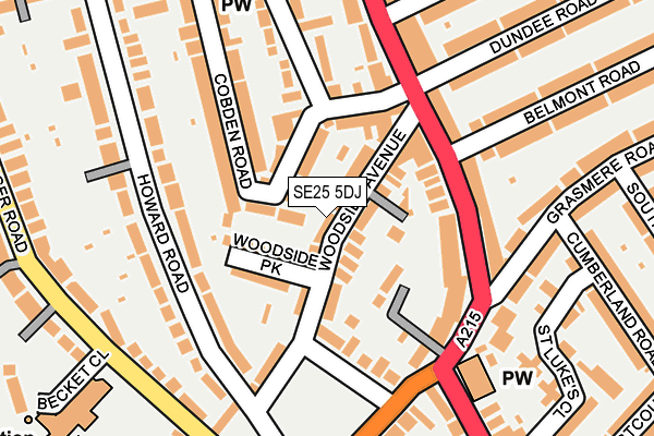 SE25 5DJ map - OS OpenMap – Local (Ordnance Survey)