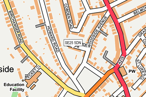 SE25 5DN map - OS OpenMap – Local (Ordnance Survey)