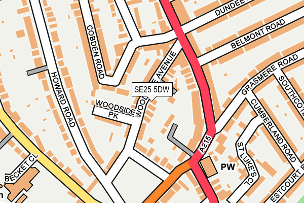 SE25 5DW map - OS OpenMap – Local (Ordnance Survey)