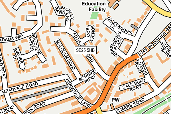 SE25 5HB map - OS OpenMap – Local (Ordnance Survey)