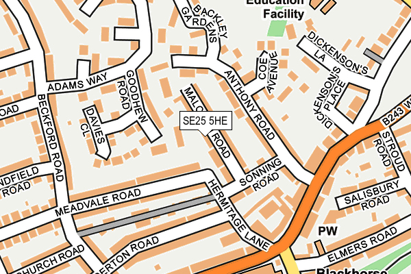 SE25 5HE map - OS OpenMap – Local (Ordnance Survey)