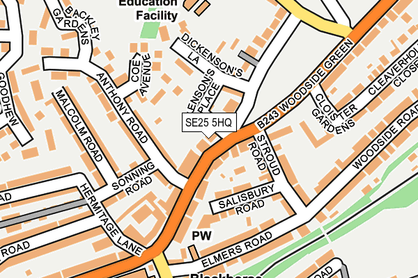 SE25 5HQ map - OS OpenMap – Local (Ordnance Survey)