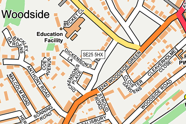 SE25 5HX map - OS OpenMap – Local (Ordnance Survey)