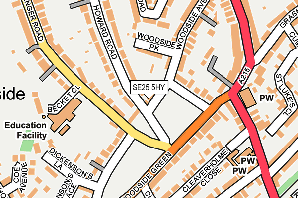 SE25 5HY map - OS OpenMap – Local (Ordnance Survey)