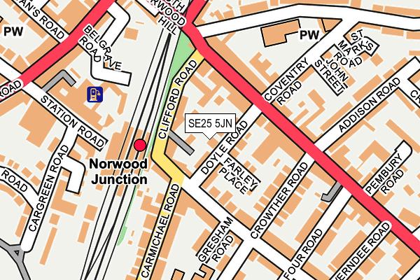 SE25 5JN map - OS OpenMap – Local (Ordnance Survey)