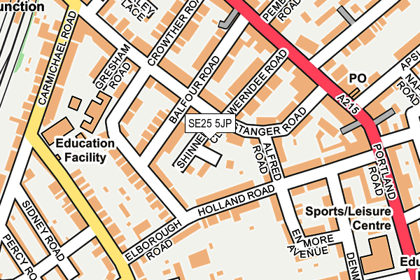 SE25 5JP map - OS OpenMap – Local (Ordnance Survey)