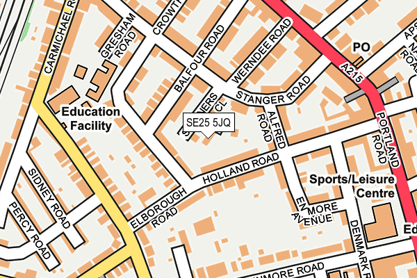 SE25 5JQ map - OS OpenMap – Local (Ordnance Survey)