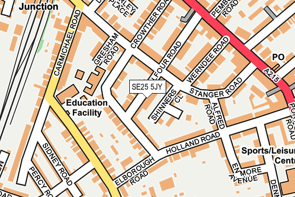 SE25 5JY map - OS OpenMap – Local (Ordnance Survey)