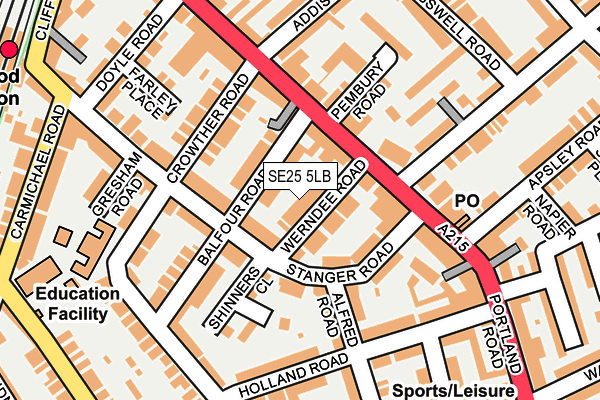 SE25 5LB map - OS OpenMap – Local (Ordnance Survey)