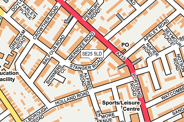 SE25 5LD map - OS OpenMap – Local (Ordnance Survey)