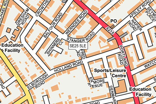 SE25 5LE map - OS OpenMap – Local (Ordnance Survey)