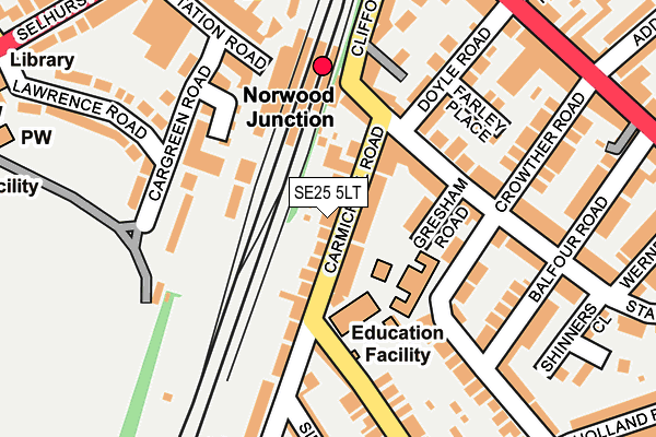 SE25 5LT map - OS OpenMap – Local (Ordnance Survey)