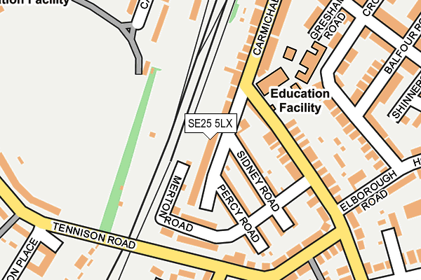 SE25 5LX map - OS OpenMap – Local (Ordnance Survey)