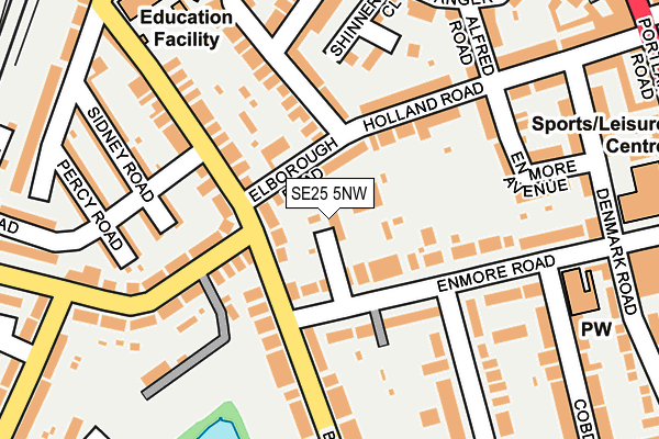 SE25 5NW map - OS OpenMap – Local (Ordnance Survey)