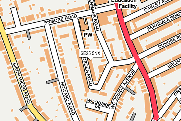 SE25 5NX map - OS OpenMap – Local (Ordnance Survey)