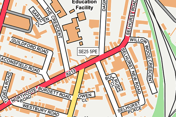 SE25 5PE map - OS OpenMap – Local (Ordnance Survey)