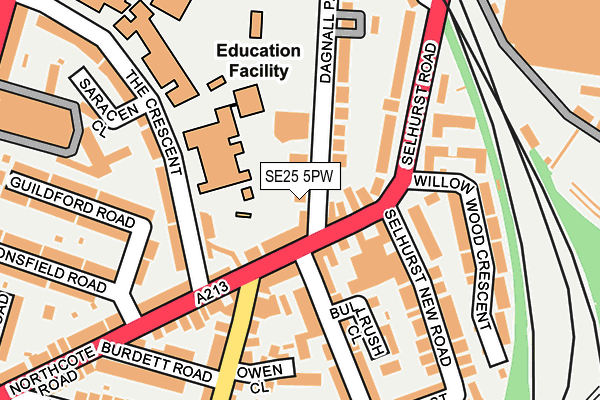 SE25 5PW map - OS OpenMap – Local (Ordnance Survey)